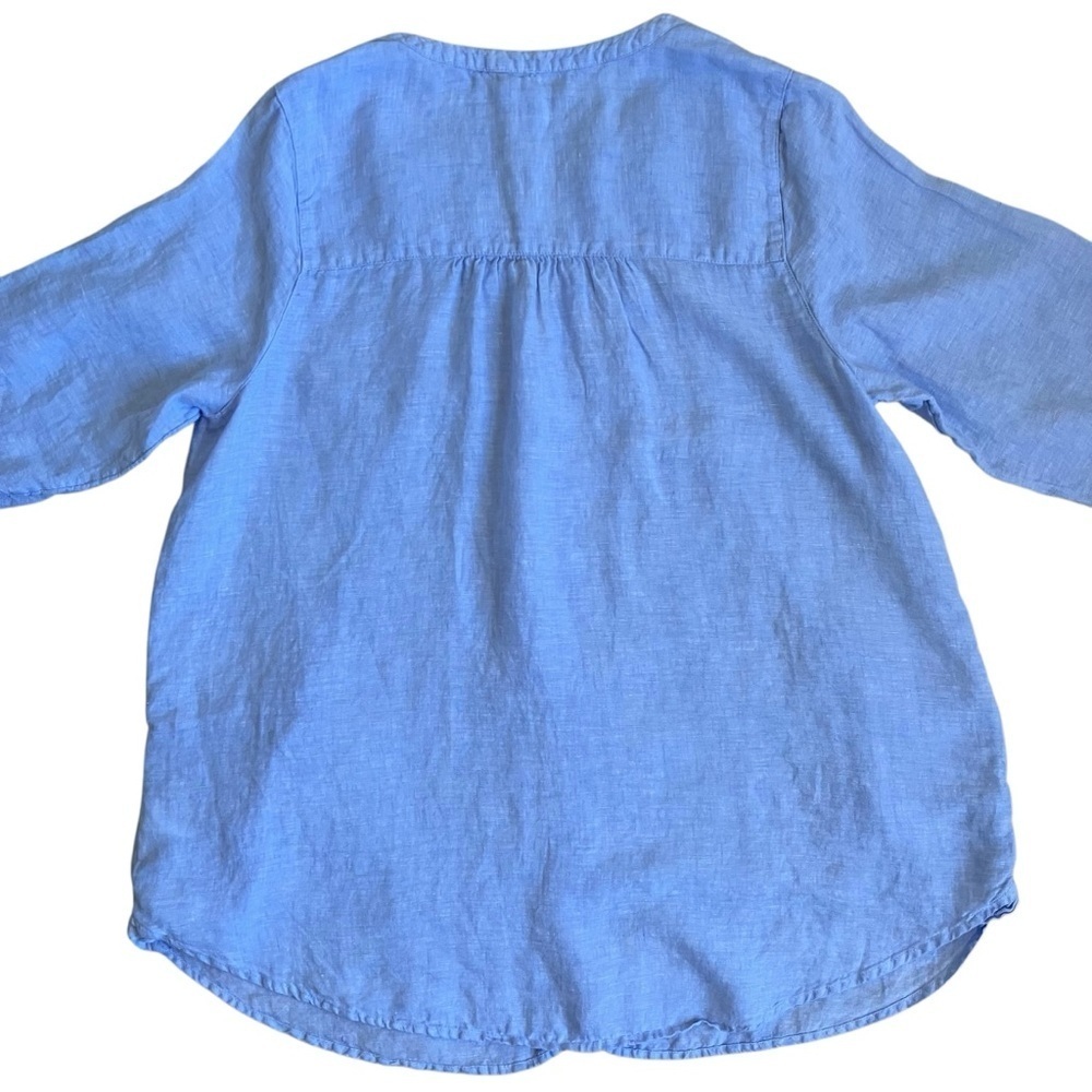 Sigrid Olsen Sky Blue Linen Button Up Pocketed Tunic Shirt Lagenlook Resort XXL - Picture 6 of 16